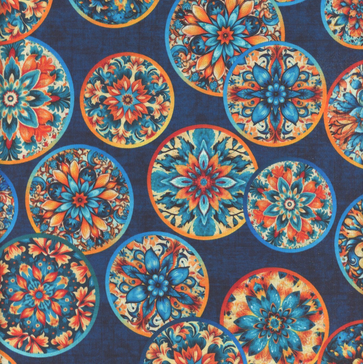 Quilting Treasures Fabrics Oasis Dan Morris Navy Blue Fiesta Rose